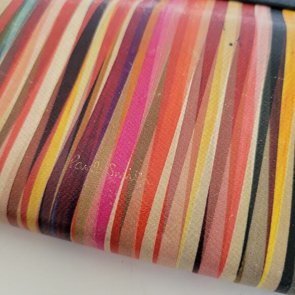 Paul Smith Colorfull Stripped Leather Kisslock Long Large Wallet Designer Boho - Picture 8 of 11